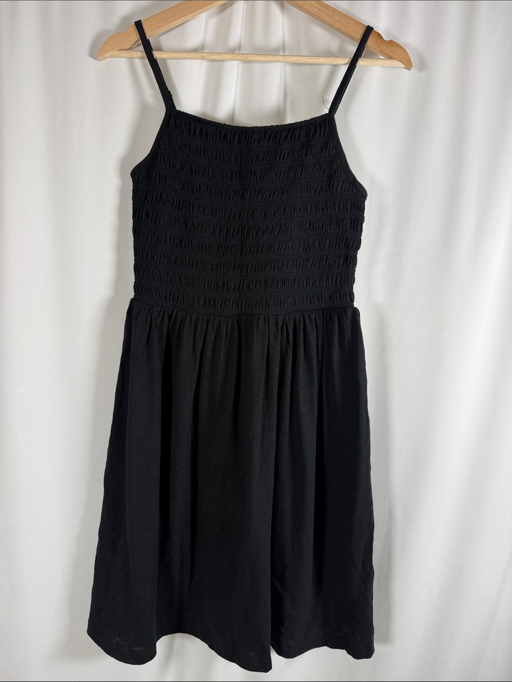 GAP Black Smocked Bodice Spaghetti-Strap Dress